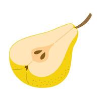 groen Peer besnoeiing in voor de helft. een stuk van rijp fruit met zaden. Peer voor de helft icoon. geïsoleerd Aan wit. hand- getrokken modieus vlak stijl illustratie vector