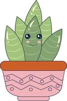 kawaii uitdrukking ingemaakt cactus. in schattig tekenfilm ontwerp en vormen. geïsoleerd illustratie. vector