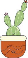 kawaii uitdrukking ingemaakt cactus. in schattig tekenfilm ontwerp en vormen. geïsoleerd illustratie. vector