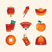 chinees nieuwjaar schattige doodle icoon collectie vector