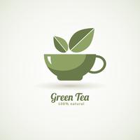Groene thee kopje blad ontwerp pictogram vector