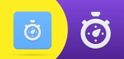 stopwatch timer gemakkelijk 3d icoon knop reeks illustratie. minuut tweede teller voor vaststelling tijd vector