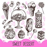 Zoete dessertset vector