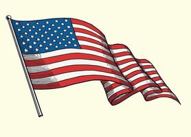hand- getrokken illustratie van Amerikaans vlag wijnoogst vector