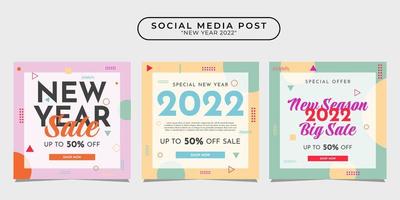 2022 gelukkig nieuwjaar social media post ontwerpsjabloon collectie voor spandoek, poster, reclame, enz. vector