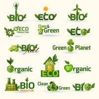 Groene ecologie tekst Icons Set vector