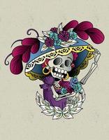 catrina old school tattoo vector