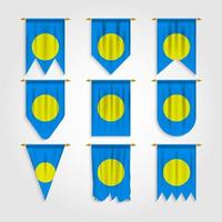 palau vlag in verschillende vormen, vlag van palau in verschillende vormen vector