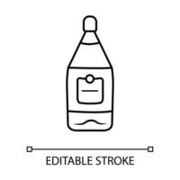 glazen fles wijn lineaire pictogram. luxe alcoholische drank, drank. rode wijn in bar. voorkeur voor drinken. dunne lijn illustratie. contour symbool. vector geïsoleerde overzichtstekening. bewerkbare streek