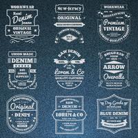 Denim jeans typografie logo emblemen instellen vector