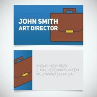 afdruksjabloon voor visitekaartjes met kofferlogo. zakenman. diplomaat. briefpapier ontwerpconcept. vector illustratie