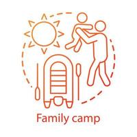 familie kamp concept icoon. zomer ouders en kinderen club, vakantie resort idee dunne lijn illustratie. activiteit voor kinderen en volwassenen, interesse. vector geïsoleerde overzichtstekening. bewerkbare streek