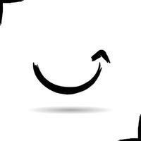wijzende pijlpictogram. slagschaduw omhoog symbool. glimlach. inkt penseelstreek. vector geïsoleerde illustratie