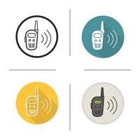 walkie talkie icoon. plat ontwerp, lineaire en kleurstijlen. radio-ontvanger. geïsoleerde vectorillustraties vector