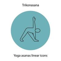 trikonasana yoga positie lineaire pictogram. dunne lijn illustratie. yoga asana contour symbool. vector geïsoleerde overzichtstekening