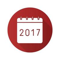 nieuwe jaar 2017 kalender. platte ontwerp lange schaduw icoon. vector silhouet symbool