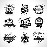 Viering Black Emblemen Set vector