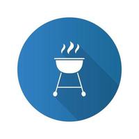 waterkoker barbecue grill plat ontwerp lange schaduw glyph pictogram. vector silhouet illustratie