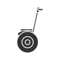 zelfbalancerend scooter glyph-pictogram. persoonlijke vervoerder. silhouet symbool. negatieve ruimte. vector geïsoleerde illustratie