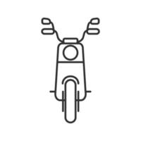 scooter in vooraanzicht lineaire pictogram. dunne lijn illustratie. motor. contour symbool. vector geïsoleerde overzichtstekening