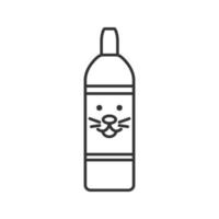 huisdier shampoo lineaire pictogram. dunne lijn illustratie. zeepfles met dierengezicht. hygiënische producten voor huisdieren. contour symbool. vector geïsoleerde overzichtstekening