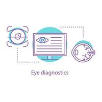 oog diagnostiek concept icoon. oogheelkunde idee dunne lijn illustratie. gezichtsbehandeling. retina-scan. vector geïsoleerde overzichtstekening
