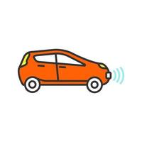 slimme auto in het kleurpictogram van de zijaanzicht. nfc-auto. intelligent voertuig. zelfrijdende auto. autonome auto. voertuig zonder bestuurder. geïsoleerde vectorillustratie vector