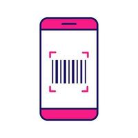 barcode scanning app kleur icoon. smartphone die lineaire streepjescode leest. eendimensionale codescanner. geïsoleerde vectorillustratie vector