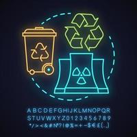 afval recycling neon licht concept icoon. milieubescherming idee. afval hergebruiken. gloeiend bord met alfabet, cijfers en symbolen. vector geïsoleerde illustratie