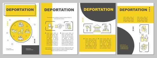 vertrek brochure sjabloon. officiële verwijdering uit het land. flyer, boekje, folder afdrukken, omslagontwerp met lineaire pictogrammen. vectorlay-outs voor presentatie, jaarverslagen, advertentiepagina's vector