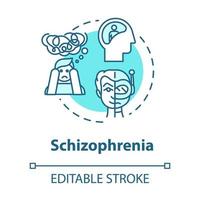 schizofrenie concept icoon. psychose met hallucinaties. krankzinnigheid. schizofrene stoornis. geestesziekte idee dunne lijn illustratie. vector geïsoleerde omtrek rgb kleur tekening. bewerkbare streek