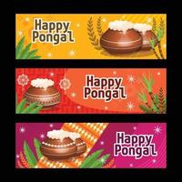 gelukkige pongal groet banner vector