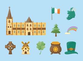 tien iconen van de Ierse cultuur vector