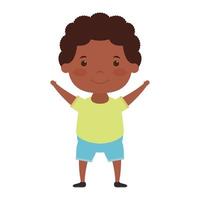 schattige kleine afro jongen stripfiguur vector