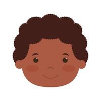 schattige kleine afro jongen hoofd stripfiguur vector