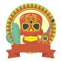 traditionele Mexicaanse schedel hoofd icoon vector