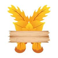 herfsttak met bladeren en houten label decoratieve kroon vector