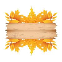 herfsttak met bladeren en houten label decoratieve kroon vector