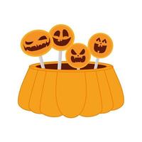 halloween pompoenpot met zoete lolly's vector