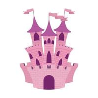 prinses roze kasteel sprookjespictogram vector