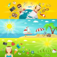 Zomervakanties en reizen horizontale banners instellen vector