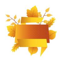 herfsttak met bladeren gouden label vector