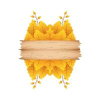 herfsttak met bladeren en houten label decoratieve kroon vector