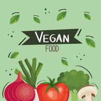 vegan food poster met tomaat en groenten vector