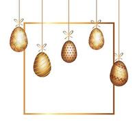 gouden eieren Pasen versierde hangende vector