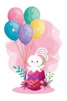 konijn in ei pasen met ballonnen helium vector