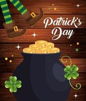 Saint Patrick Day met ketel en decoratie vector