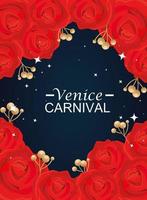 Venetië carnaval met rozen bloemen vector