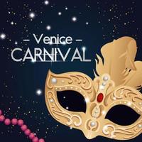 Venetië carnaval en masker met veren vector