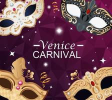 Venetië carnaval met maskers en decoratie vector